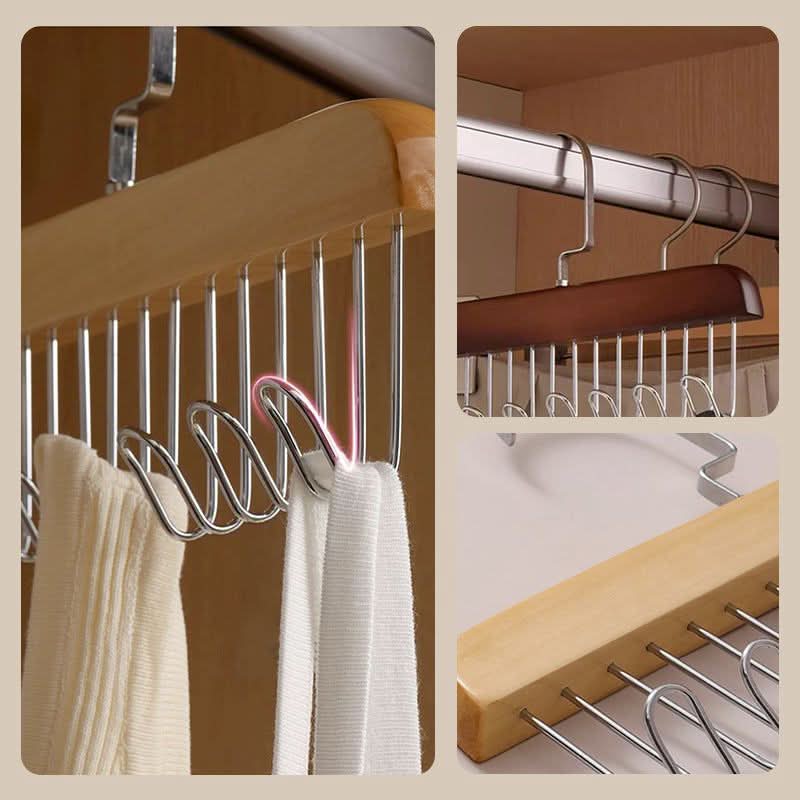 Perchero de madera con múltiples ganchos para un almacenamiento elegante 
