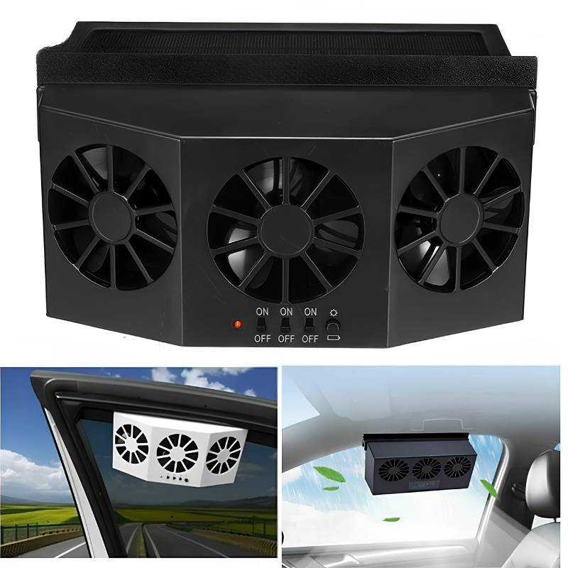 Ventilator solar pentru mașină cu reîncărcare USB — fotografia 4
