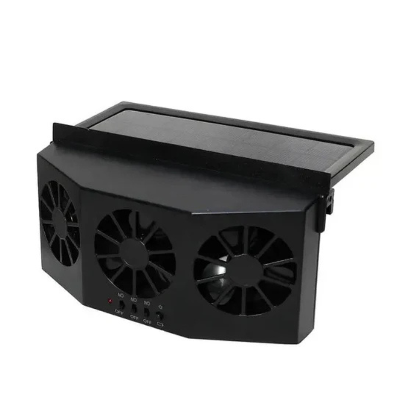 Ventilator solar pentru mașină cu reîncărcare USB — Negru, fotografia 12