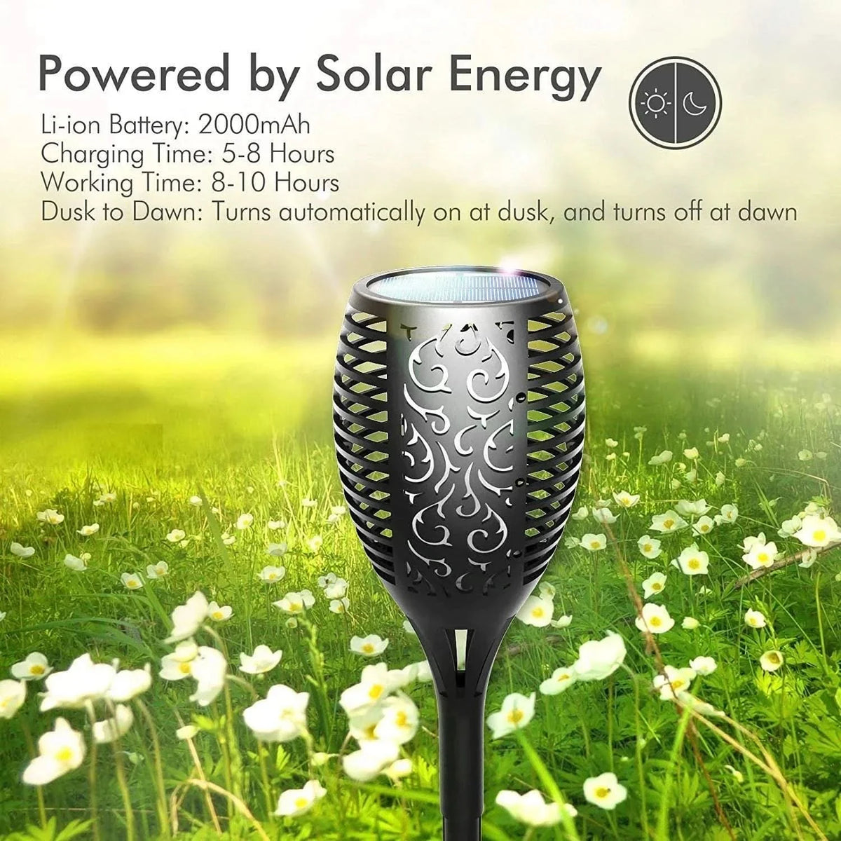 LED solcellelampe – Realistisk flamme uden ild 