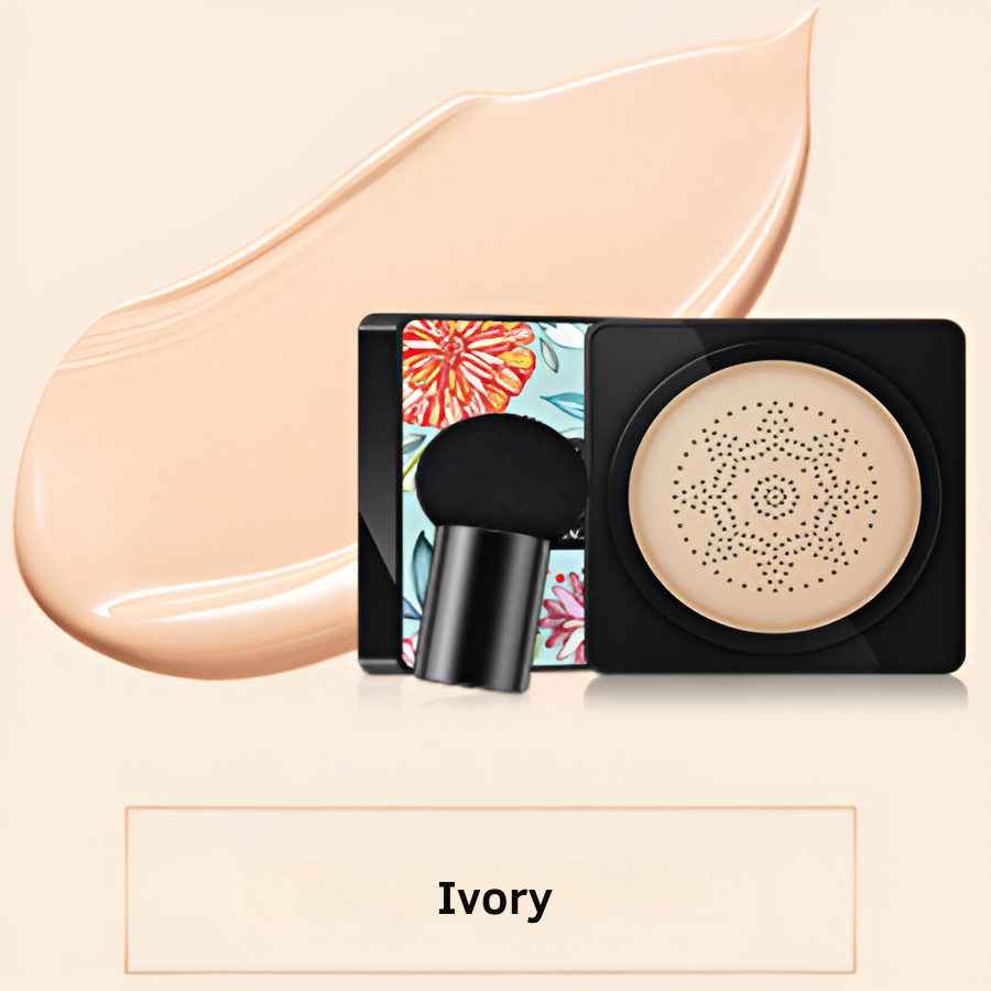 CC crème cushion met een sponsapplicator in de vorm van een paddenstoel 