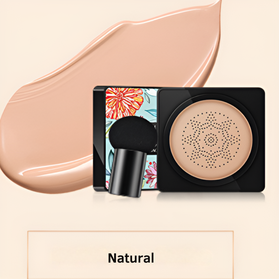 CC crème cushion met een sponsapplicator in de vorm van een paddenstoel 